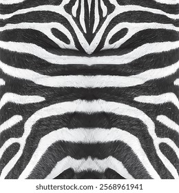 Detailed Close-Up of Zebra Fur Pattern with Symmetrical Stripes