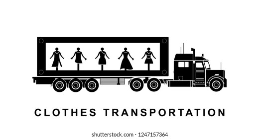 Detailed clothes transporting truck illustration