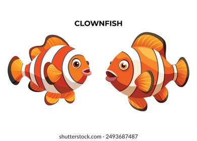 Detailed Clownfish vector illustration. Perfect for culinary, marine, and environmental designs. High-quality vector for easy customization. Ideal for menus, packaging, education, and web graphics.