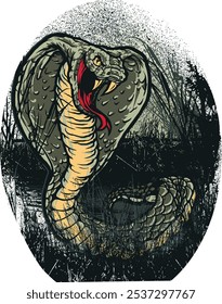 Detailed Cobra Illustration - Fierce and Menacing Snake Art