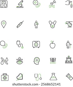 A detailed collection of medical icons—abdominal pain, microbes, X-rays, and more—crafted for professionals and students alike.


