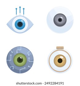 Detailed collection of stylized eye and camera lens icons, perfect for tech and surveillance concepts