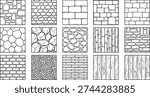 Detailed collection of various texture patterns including brick stone wood and rock designs for backgrounds and surfaces