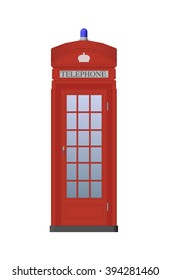 Detailed Color Illustration. Traditional Red Telephone Booth 