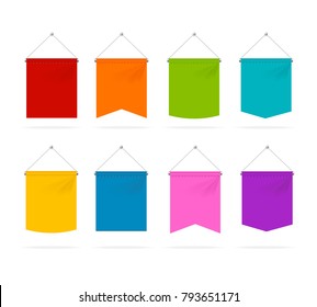 Iconos detallados de plantilla de Pennant de color, aislados en símbolo de fondo blanco de marketing. Icono de ilustración vectorial