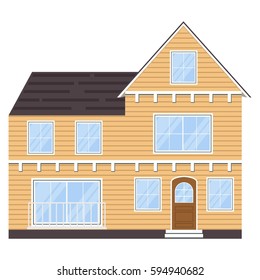 Detailed colorful flat house. Vector illustration