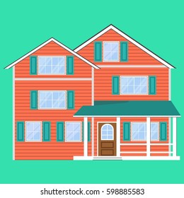 Detailed colorful flat house. Vector illustration