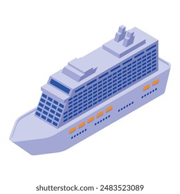 Detailed and colorful isometric cruise ship illustration in a modern digital graphic design, perfect for travel, vacation, and maritimethemed projects