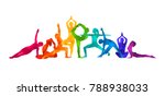 Detailed colorful silhouette yoga vector illustration. Fitness Concept. Gymnastics. Aerobics.