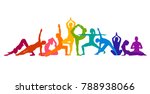 Detailed colorful silhouette yoga vector illustration. Fitness Concept. Gymnastics. Aerobics.