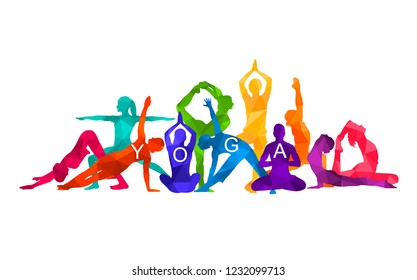 Detailed colorful silhouette yoga vector illustration. Fitness Concept. Gymnastics. Aerobics. Lotus pose