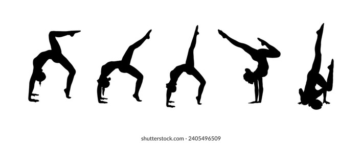 Detailed colorful silhouette yoga vector illustration. Fitness Concept. Gymnastics.