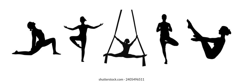 Detailed colorful silhouette yoga vector illustration. Fitness Concept. Gymnastics.