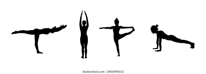 Detailed colorful silhouette yoga vector illustration. Fitness Concept. Gymnastics.