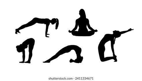 Detailed colorful silhouette yoga vector illustration. Fitness Concept. Gymnastics.