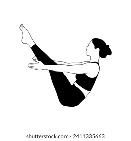 Ilustración portadora de silueta colorida detallada de yoga. Concepto De Gimnasio. Gimnasia.