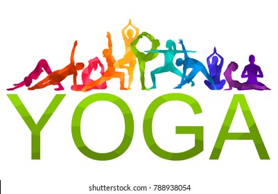 Detailed colorful silhouette yoga vector illustration. Fitness Concept. Gymnastics. Aerobics.