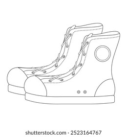 A detailed coloring page featuring high top sneakers, perfect for back-to-school activities. Great for creative classroom projects.