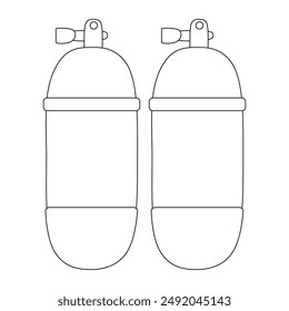 A detailed coloring page featuring a pair of diving cylinders. Perfect for kids and adults who love underwater exploration.