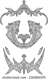 Detailed coloring of the pisces zodiac sign. Antistress for children and adults