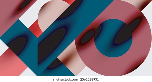Detailed composition of circles, semicircles, and triangles with glossy effects and smooth gradients. A sleek and modern vector design for creative and tech-inspired projects
