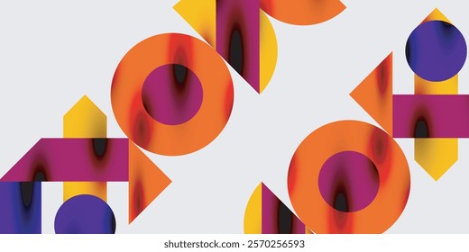 Detailed composition of circles, semicircles, and triangles with glossy effects and smooth gradients. A sleek and modern vector design for creative and tech-inspired projects