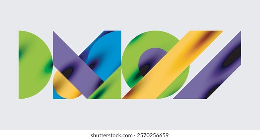 Detailed composition of circles, semicircles, and triangles with glossy effects and smooth gradients. A sleek and modern vector design for creative and tech-inspired projects