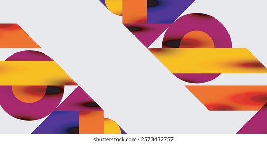 Detailed composition of circles, semicircles, and triangles with glossy effects and smooth gradients. A sleek and modern vector design for creative and tech-inspired projects