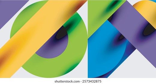 Detailed composition of circles, semicircles, and triangles with glossy effects and smooth gradients. A sleek and modern vector design for creative and tech-inspired projects