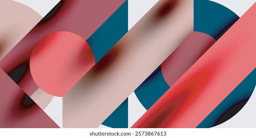 Detailed composition of circles, semicircles, and triangles with glossy effects and smooth gradients. A sleek and modern vector design for creative and tech-inspired projects