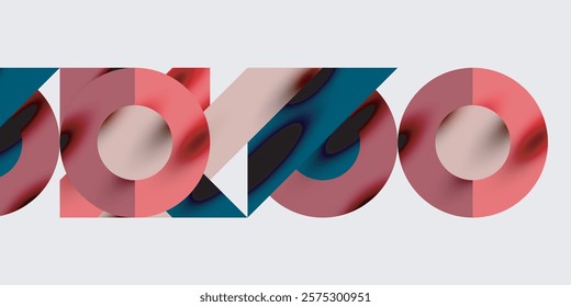 Detailed composition of circles, semicircles, and triangles with glossy effects and smooth gradients. A sleek and modern vector design for creative and tech-inspired projects