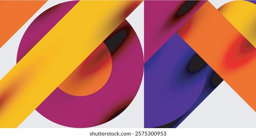 Detailed composition of circles, semicircles, and triangles with glossy effects and smooth gradients. A sleek and modern vector design for creative and tech-inspired projects