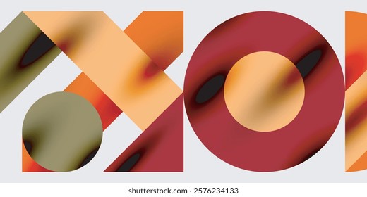 Detailed composition of circles, semicircles, and triangles with glossy effects and smooth gradients. A sleek and modern vector design for creative and tech-inspired projects