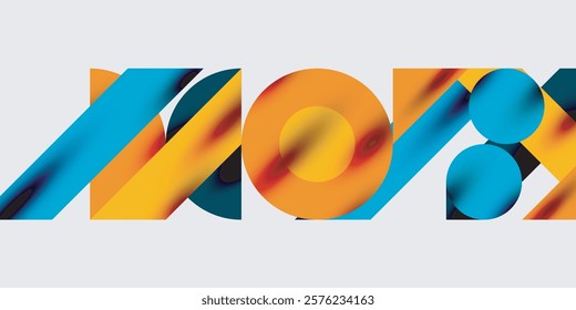 Detailed composition of circles, semicircles, and triangles with glossy effects and smooth gradients. A sleek and modern vector design for creative and tech-inspired projects