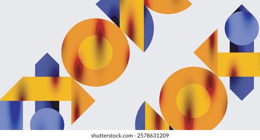 Detailed composition of circles, semicircles, and triangles with glossy effects and smooth gradients. A sleek and modern vector design for creative and tech-inspired projects