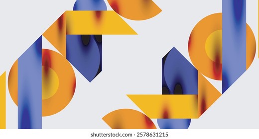 Detailed composition of circles, semicircles, and triangles with glossy effects and smooth gradients. A sleek and modern vector design for creative and tech-inspired projects