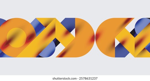 Detailed composition of circles, semicircles, and triangles with glossy effects and smooth gradients. A sleek and modern vector design for creative and tech-inspired projects