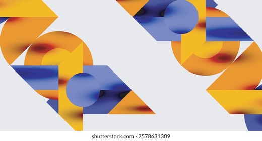 Detailed composition of circles, semicircles, and triangles with glossy effects and smooth gradients. A sleek and modern vector design for creative and tech-inspired projects