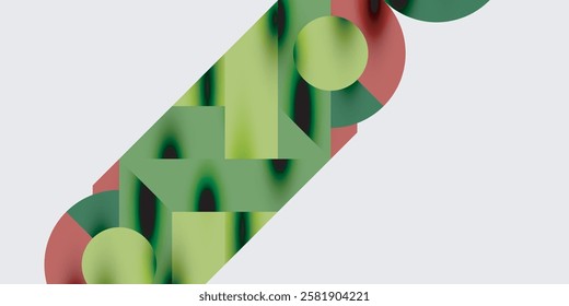 Detailed composition of circles, semicircles, and triangles with glossy effects and smooth gradients. A sleek and modern vector design for creative and tech-inspired projects