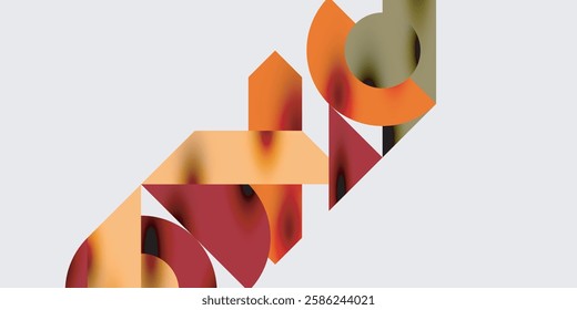 Detailed composition of circles, semicircles, and triangles with glossy effects and smooth gradients. A sleek and modern vector design for creative and tech-inspired projects