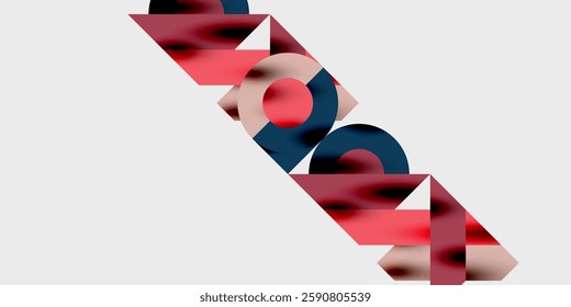 Detailed composition of circles, semicircles, and triangles with glossy effects and smooth gradients. A sleek and modern vector design for creative and tech-inspired projects