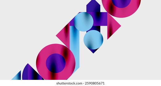 Detailed composition of circles, semicircles, and triangles with glossy effects and smooth gradients. A sleek and modern vector design for creative and tech-inspired projects