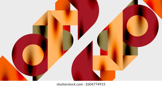 Detailed composition of circles, semicircles, and triangles with glossy effects and smooth gradients. A sleek and modern vector design for creative and tech-inspired projects