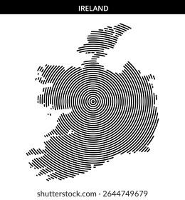 Detailed concentric circle pattern forming the shape of Ireland.
