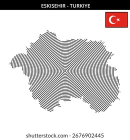 Detailed concentric map design showcasing Eskisehir Turkey