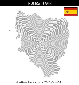 Detailed concentric map layout of Huesca in Spain
