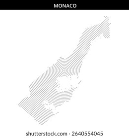 Detailed contour representation of the area of Monaco.