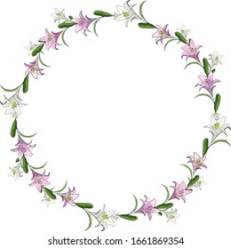 Detailed contour wreath with lily