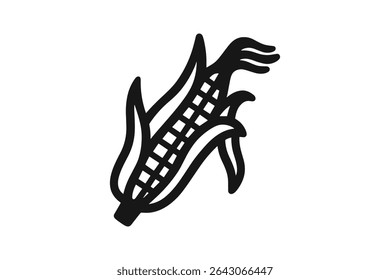 Detailed Corn Cob Vector Line Art Illustration for Agricultural and Culinary Designs