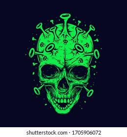 detailed corona skull vector illustration